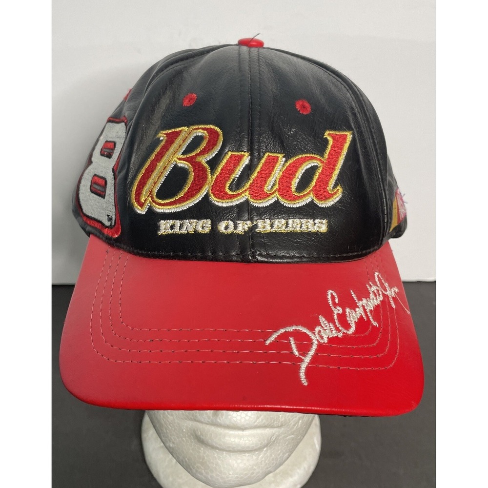 Vintage Leather Dale Earnhardt Jr #8 Bud King Of Beers Nascar Adjustable Hat Cap
